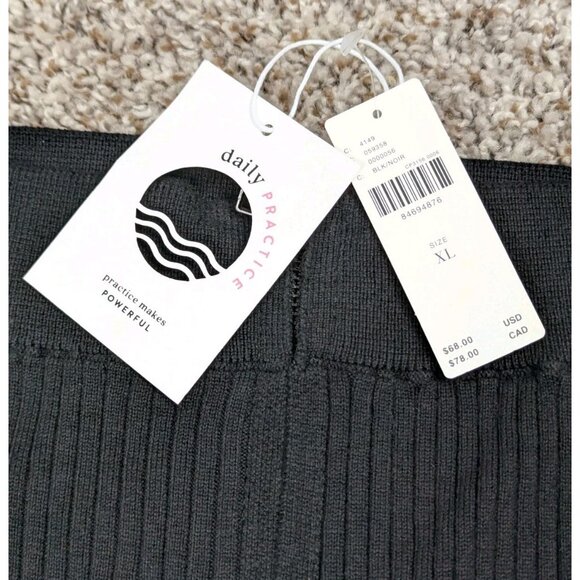 NEW Daily Practice Anthropologie Skirt Women's XL Black Ribbed Midi Zip Up - Picture 3 of 6